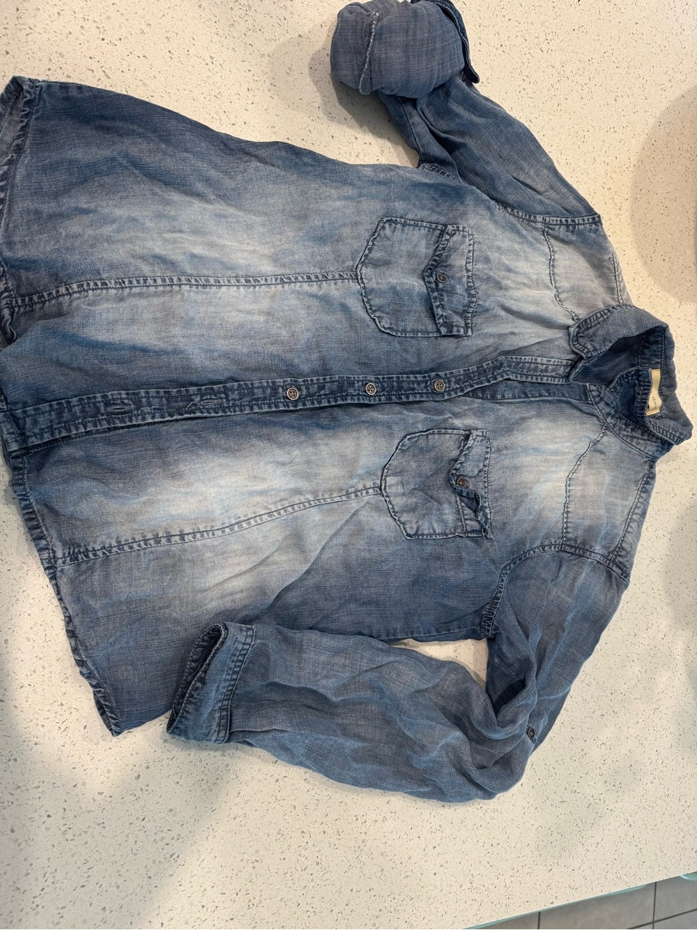 cloth & stone Faded Blue Denim Button-Up Shirt